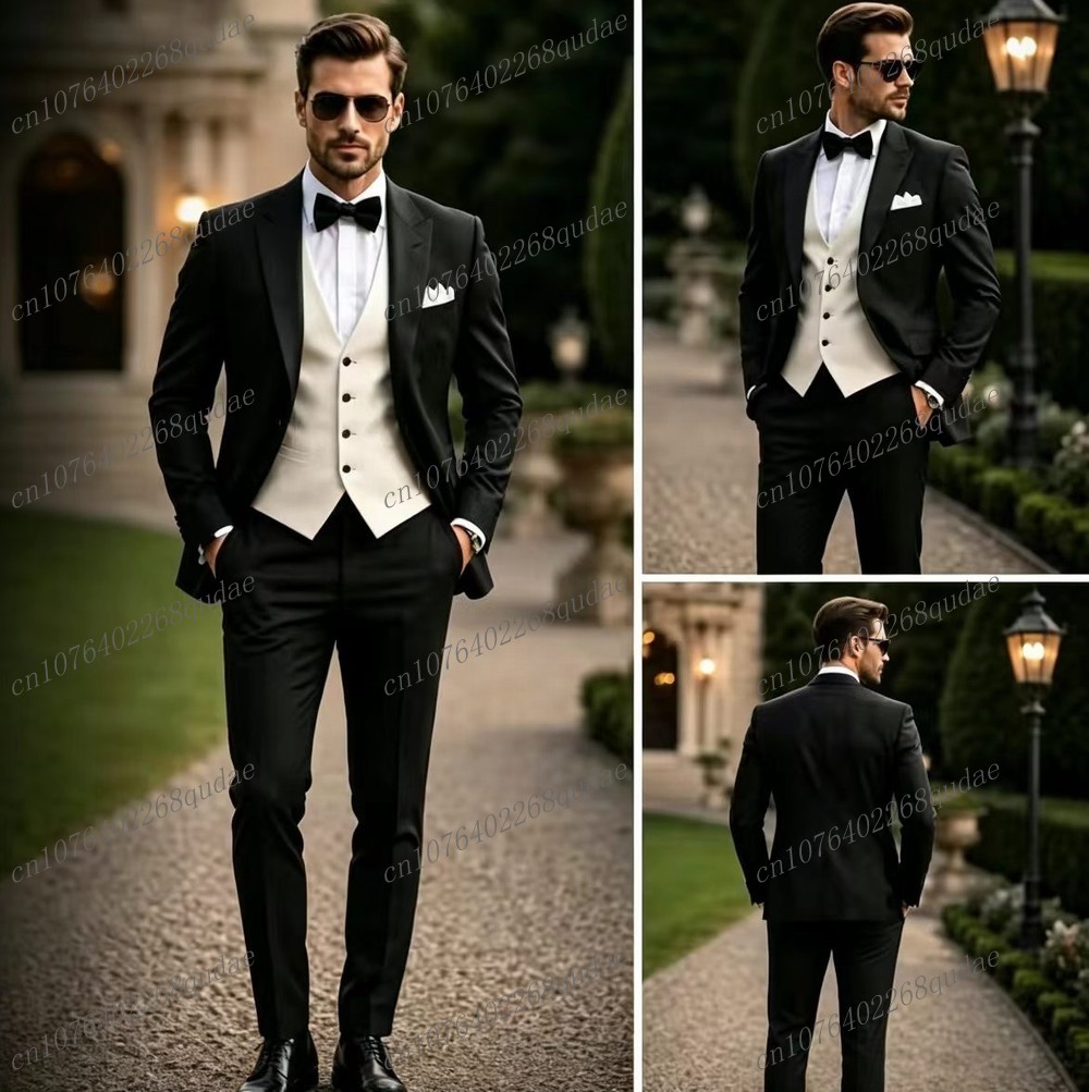 Men Formal Wear Black And White - Setelan Pria Formal Hitam Putih untuk