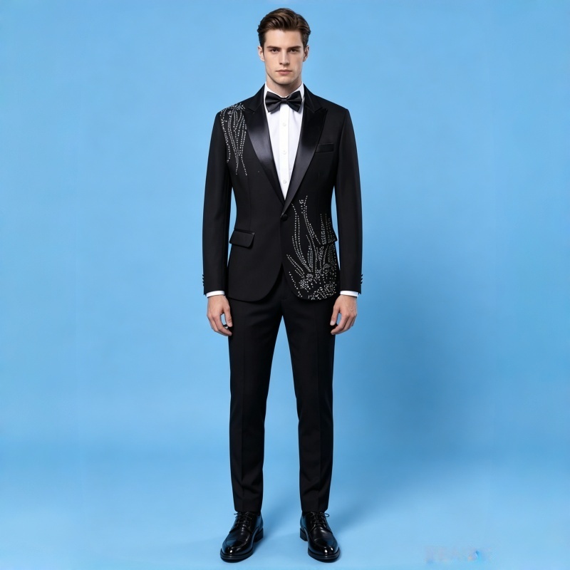 Men Formal Wear Black And White - Jas Pria Slim Fit Formal dengan