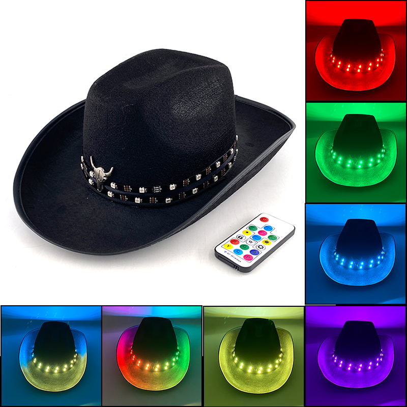 Men'S Formal Wear For Graduation - Topi koboi LED Remote Control untuk