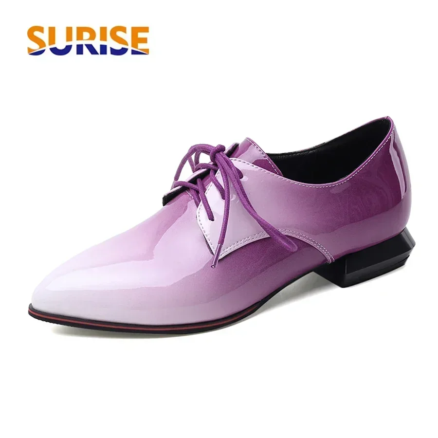 Patent Leather Oxford - Wanita Inggris Oxford Gradien Merah Ungu