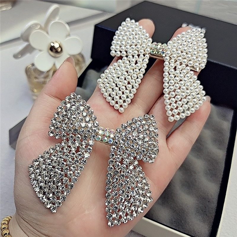 Tie Bar Clip - Jepit Rambut Pita Mutiara Berlian Imitasi