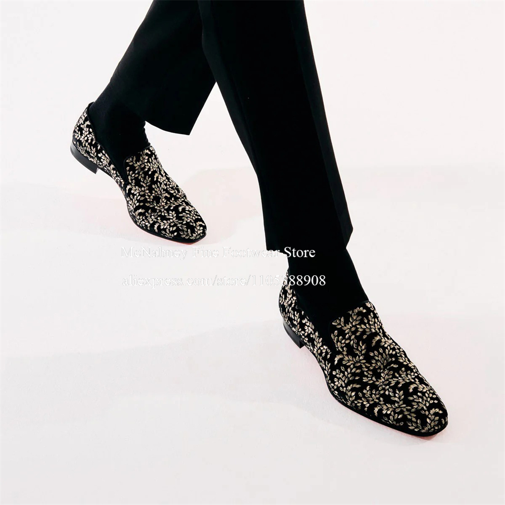 Men'S Formal Party Wear Shoes - Sepatu Slip On Beludru Sutra Hitam