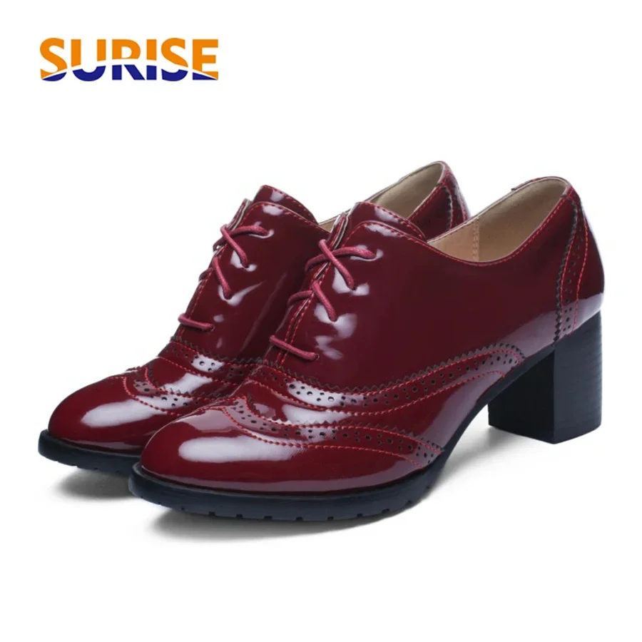 Patent Leather Oxford - Sepatu pantofel wanita gaya Inggris, sepatu