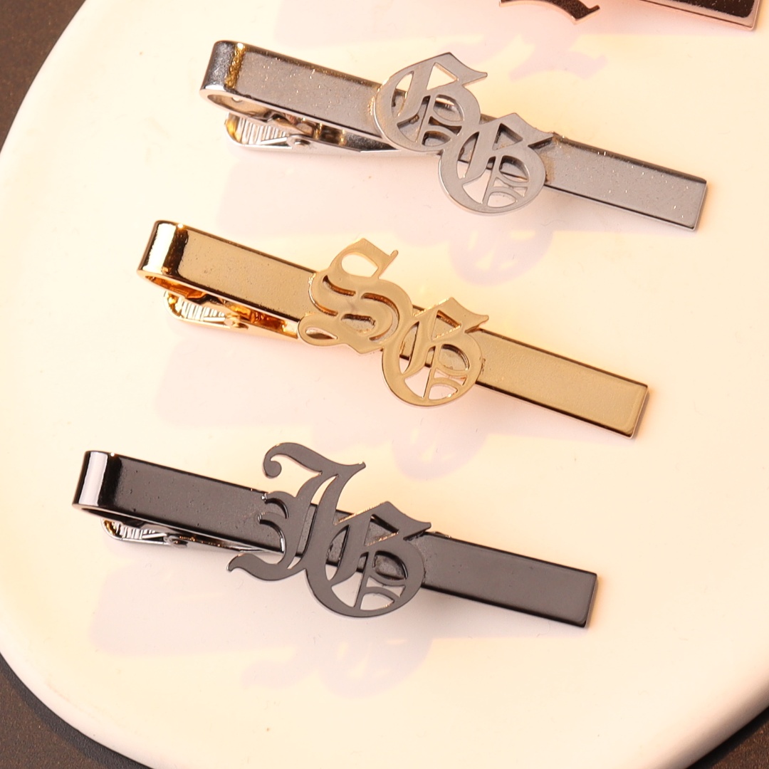 Tie Bar Clip - Klip dasi inisial nama kustom untuk