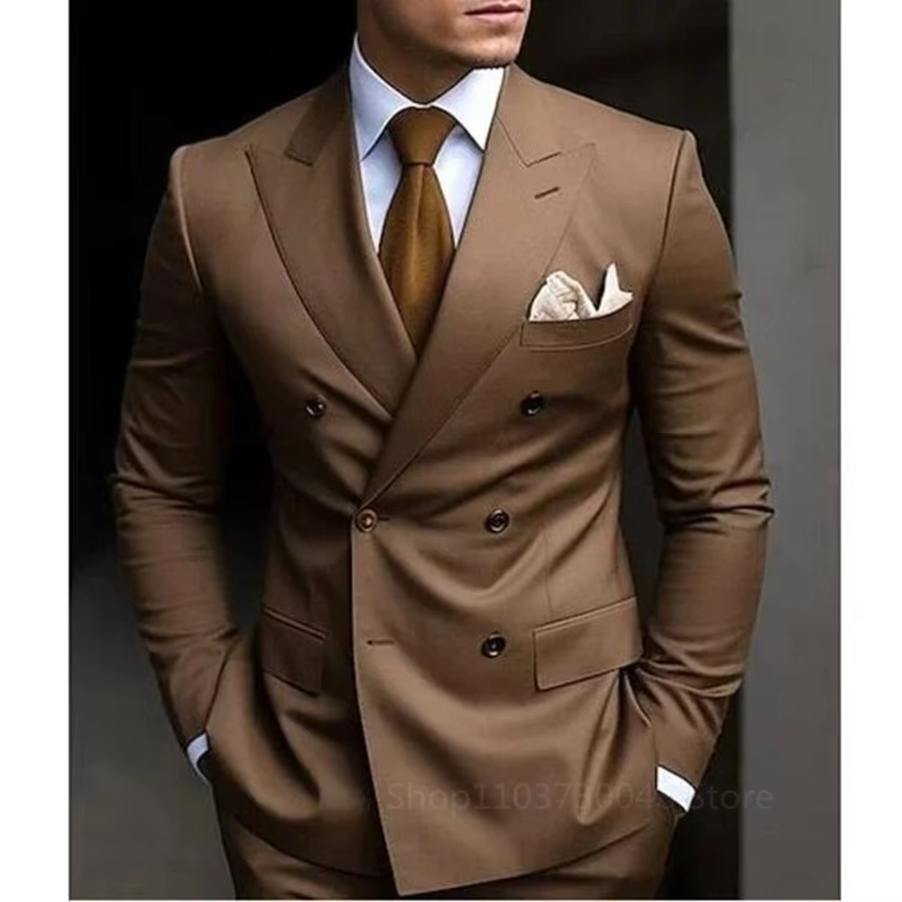 Men'S Formal Wear For Graduation - Jas Pria Dua Potong Warna Cokelat