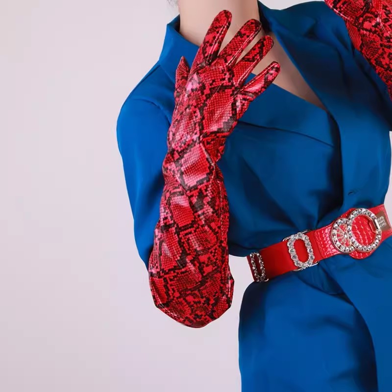 Formal Glove Leather - Sarung Tangan Panjang Kulit PU Motif