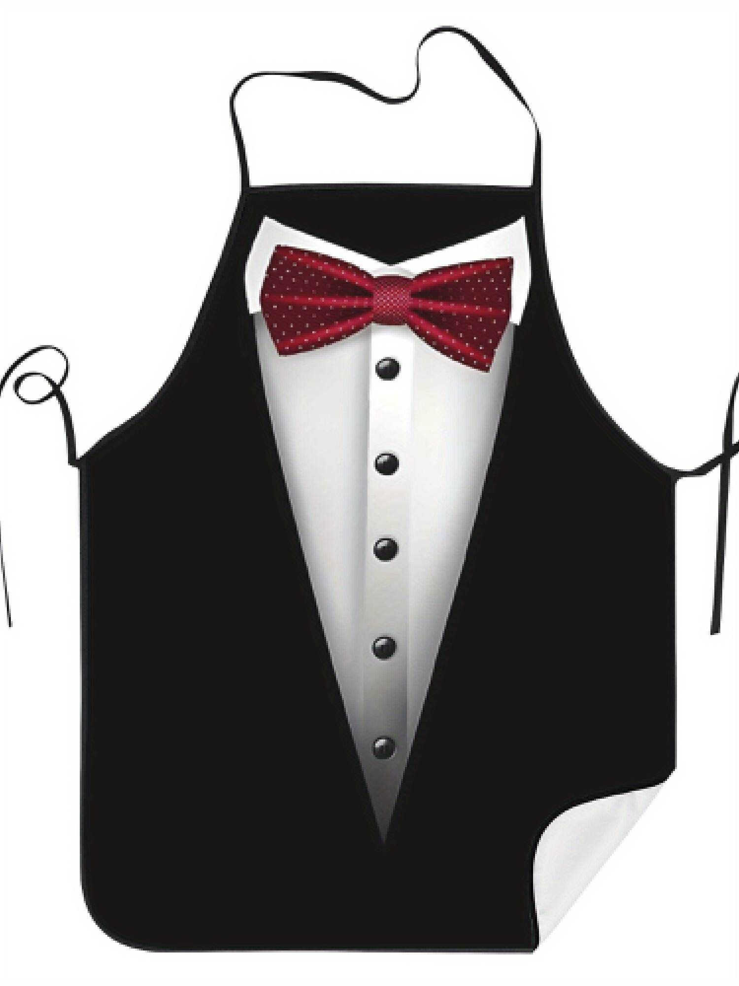 Men Formal Wear Black And White - Celemek Tuxedo Dasi Kupu-kupu Merah Hadiah