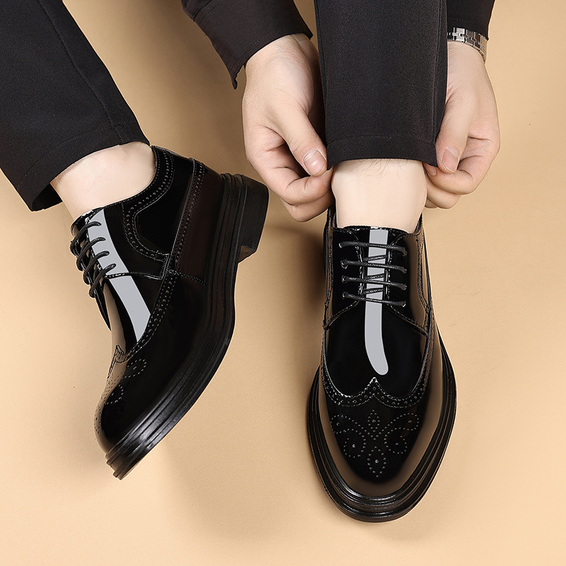 Sepatu Brogue Kulit Paten Pria - Patent Leather Oxford ulasan dan harga