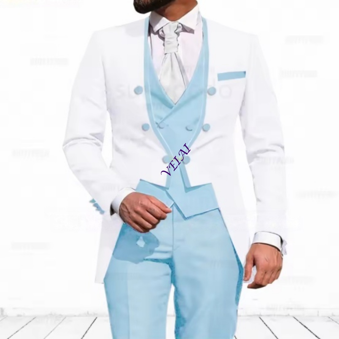 Setelan Jas 3-Potong Biru Lang - Elegant Formal Men'S Wear ulasan dan harga