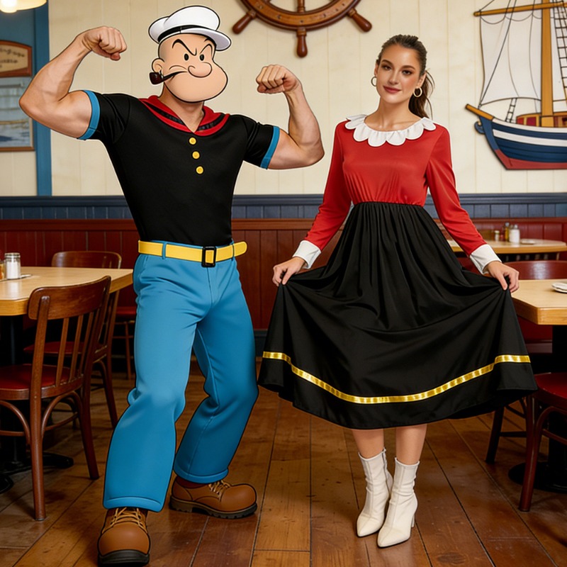 Kostum Popeye Wanita dan Pria, - Men Formal Wear Set ulasan dan harga