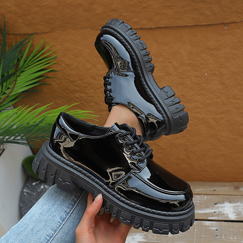 Sepatu Oxford Platform Chunky  - Patent Leather Oxford ulasan dan harga