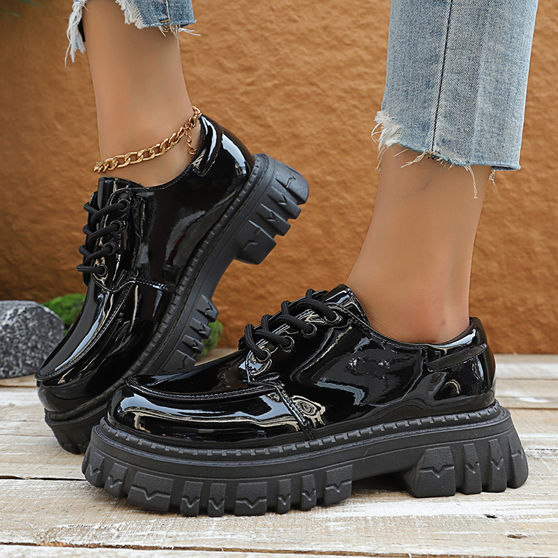 Sepatu Oxford Platform Chunky  - Patent Leather Oxford ulasan dan harga