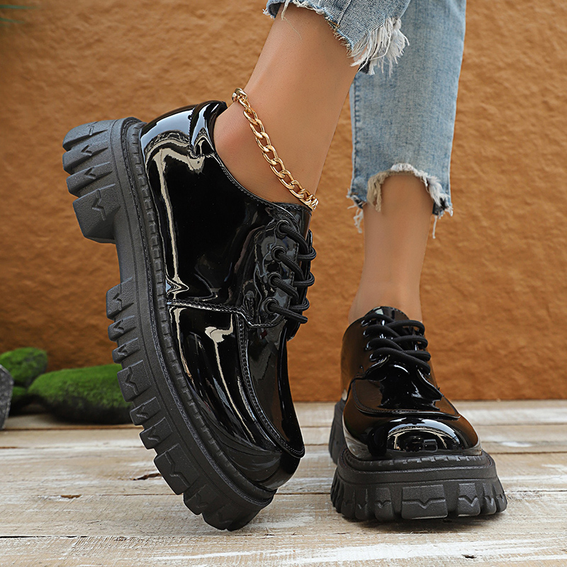 Sepatu Oxford Platform Chunky  - Patent Leather Oxford ulasan dan harga