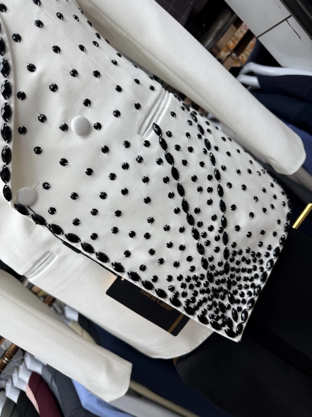 Setelan Jas Pria Putih 2 Poton - Men Formal Wear Black And White ulasan dan harga