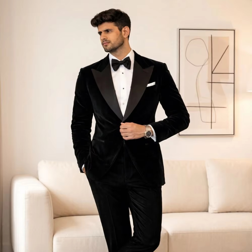 Setelan Beludru Pria Slim Fit  - Men Formal Wear Fashion ulasan dan harga