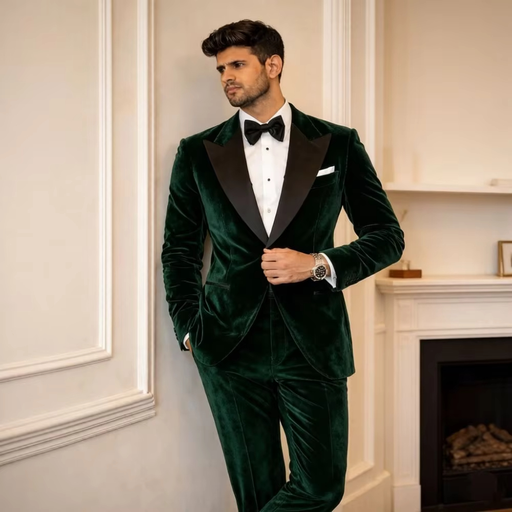 Setelan Beludru Pria Slim Fit  - Men Formal Wear Fashion ulasan dan harga