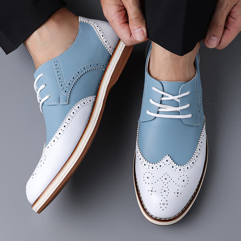 Sepatu Oxford Brogue Dua Warna - Patent Leather Oxford ulasan dan harga