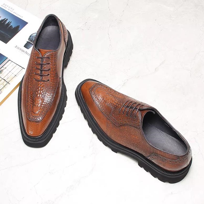Sepatu Kulit Motif Buaya Kelas - High End Men'S Formal Wear ulasan dan harga