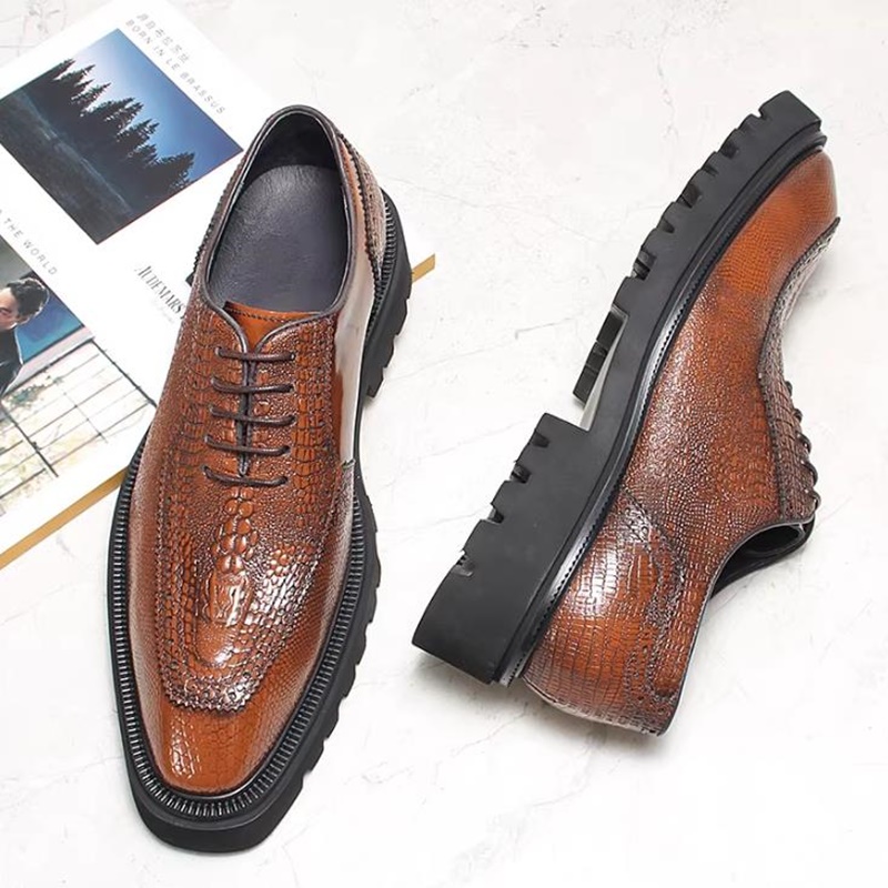 Sepatu Kulit Motif Buaya Kelas - High End Men'S Formal Wear ulasan dan harga