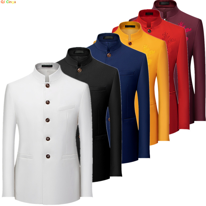 Jas Pria Gaya Cina Lengan Panj - Men Formal Wear Black And White ulasan dan harga