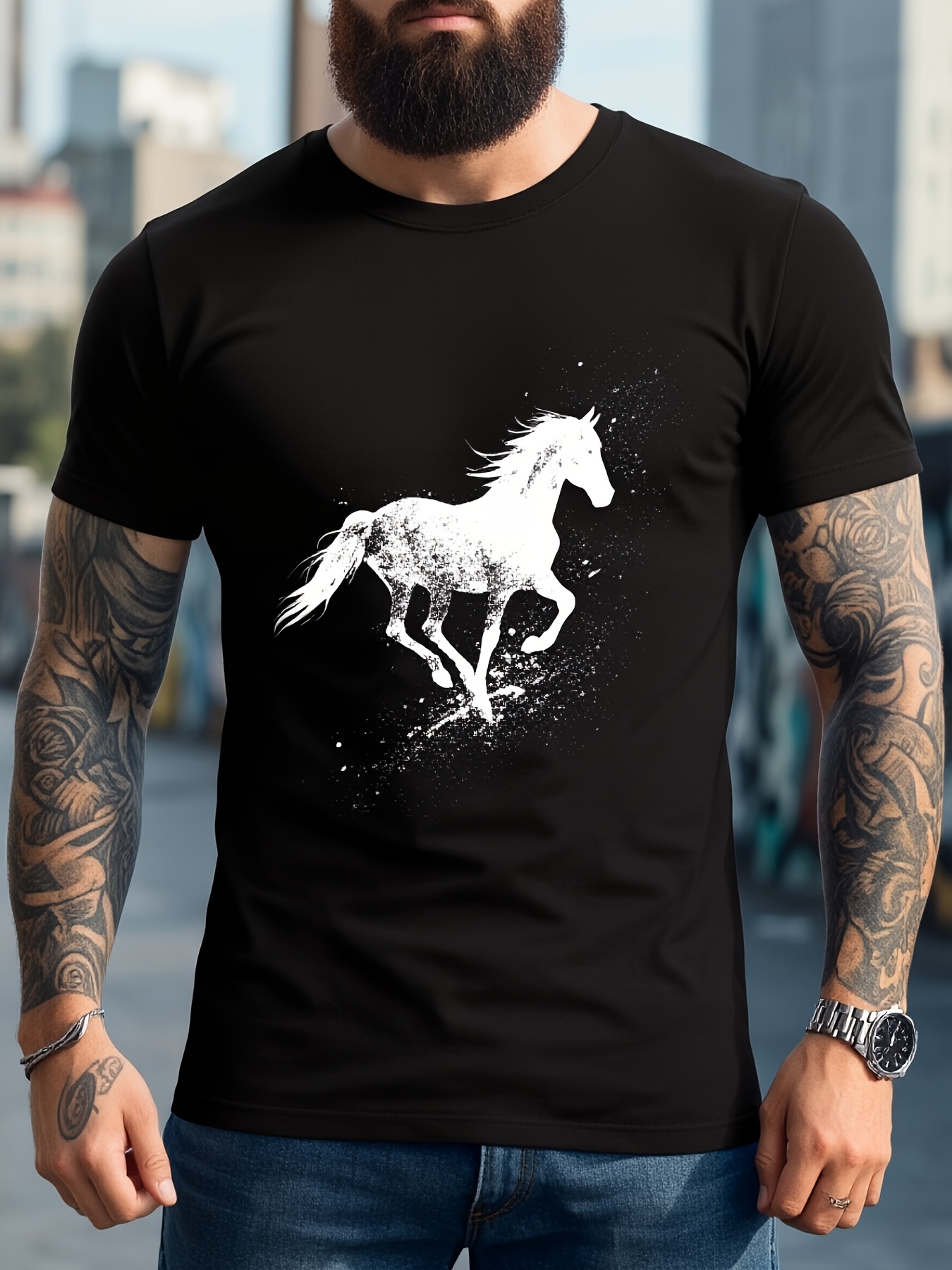 Kaos Pria Motif Kuda Dinamis,  - Tall Men Formal Wear ulasan dan harga