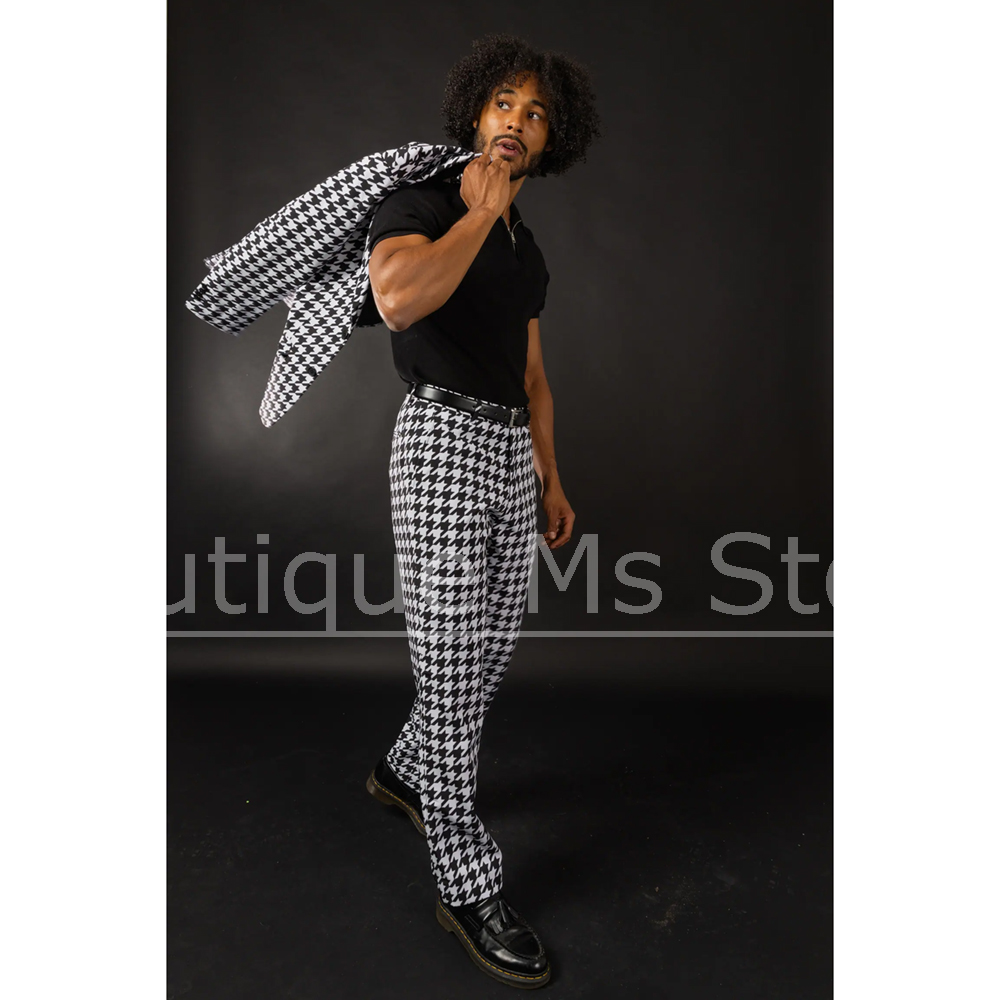 Setelan Jas Pria Hitam Putih M - Men Formal Wear Fashion ulasan dan harga