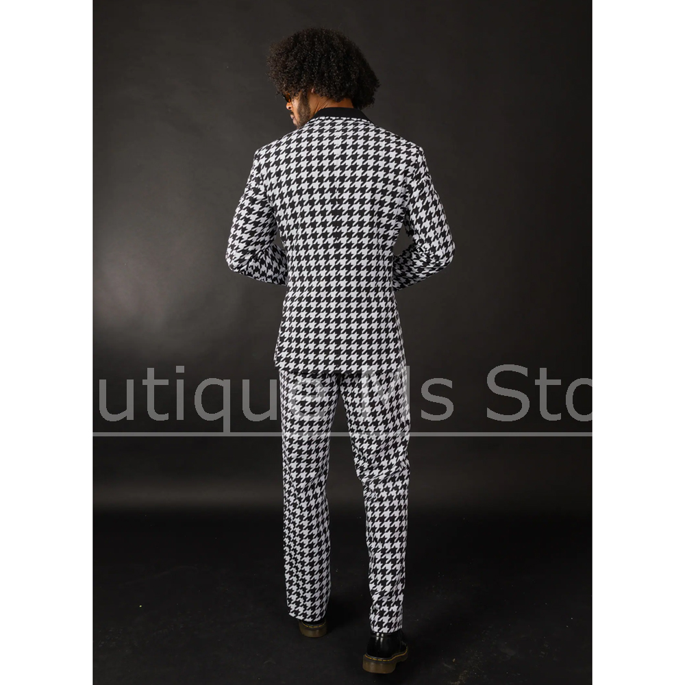Setelan Jas Pria Hitam Putih M - Men Formal Wear Fashion ulasan dan harga