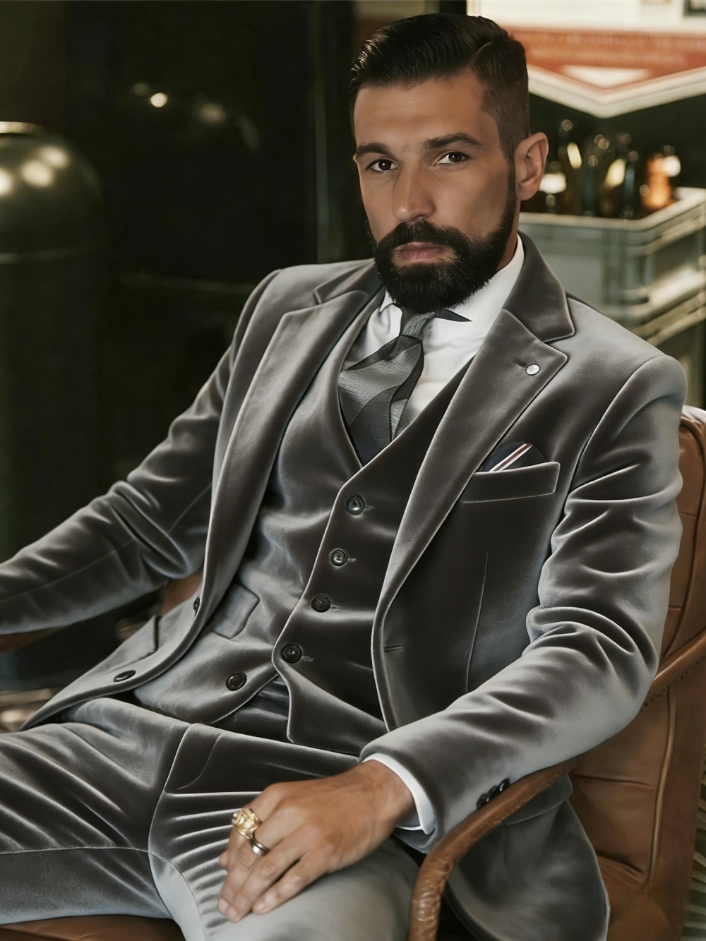 Setelan Pria Beludru 3 Potong  - Men Formal Wear Outfits ulasan dan harga