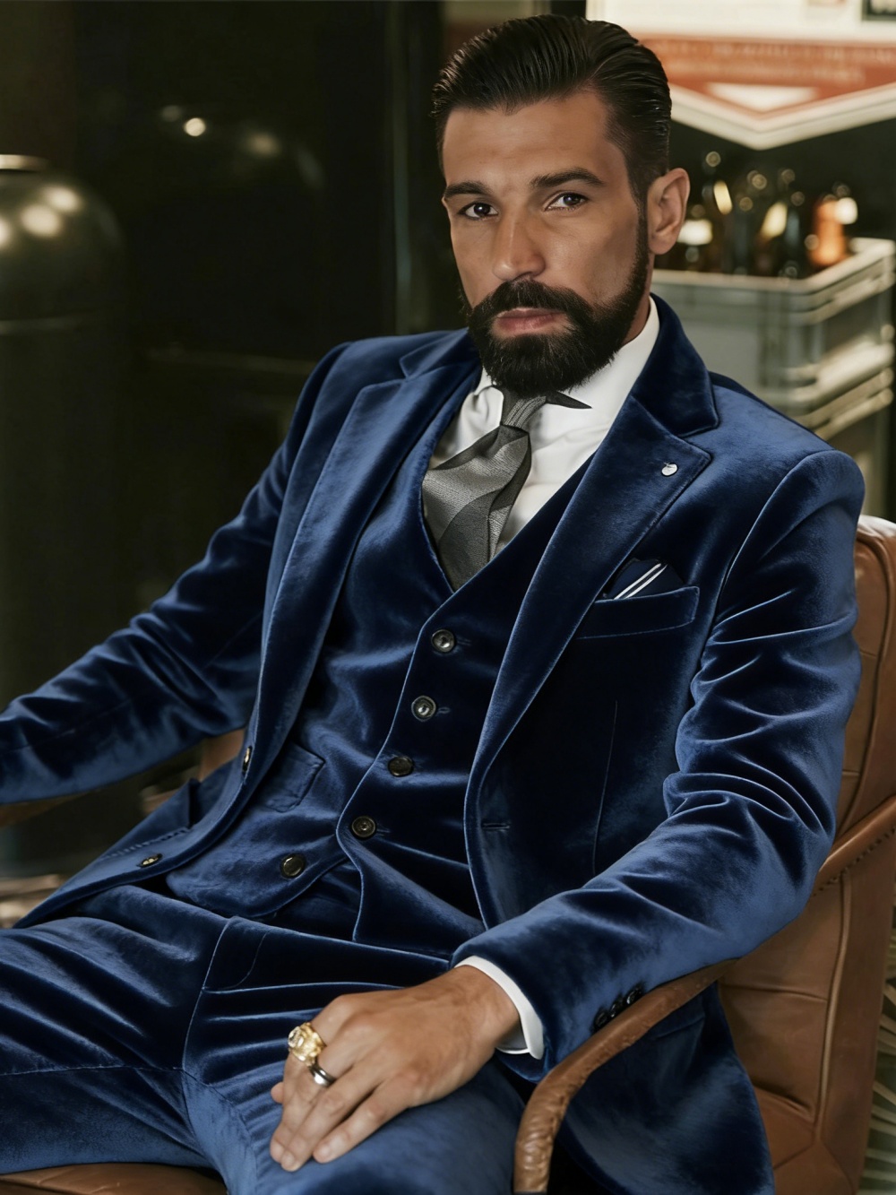 Setelan Pria Beludru 3 Potong  - Men Formal Wear Outfits ulasan dan harga