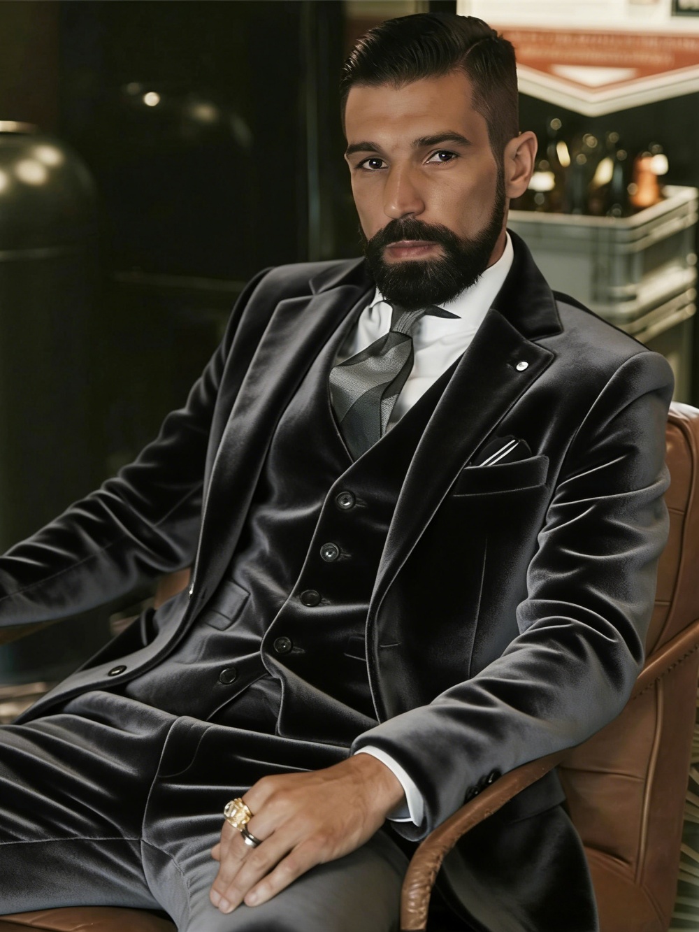 Setelan Pria Beludru 3 Potong  - Men Formal Wear Outfits ulasan dan harga