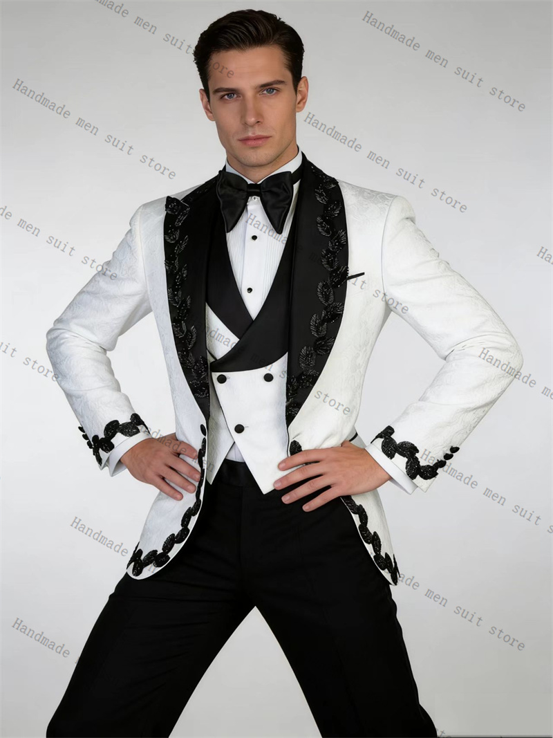 Setelan Jas Pria Putih Hitam 2 - Men Formal Wear Black And White ulasan dan harga