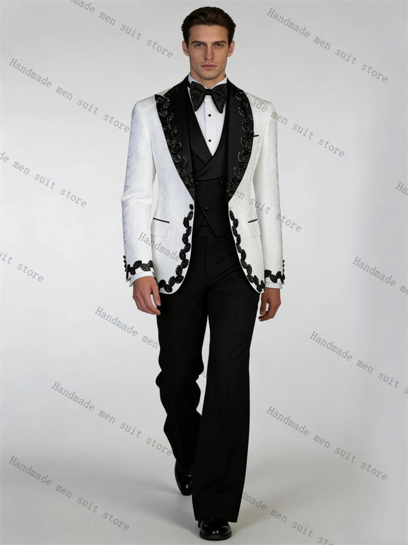 Setelan Jas Pria Putih Hitam 2 - Men Formal Wear Black And White ulasan dan harga