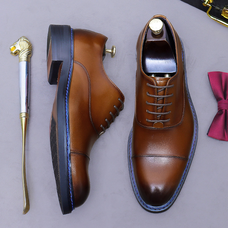 Sepatu Oxford Cognac Cap-Toe K - Formal Men Daily Wear Footwear ulasan dan harga