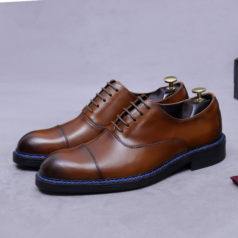 Sepatu Oxford Cognac Cap-Toe K - Formal Men Daily Wear Footwear ulasan dan harga